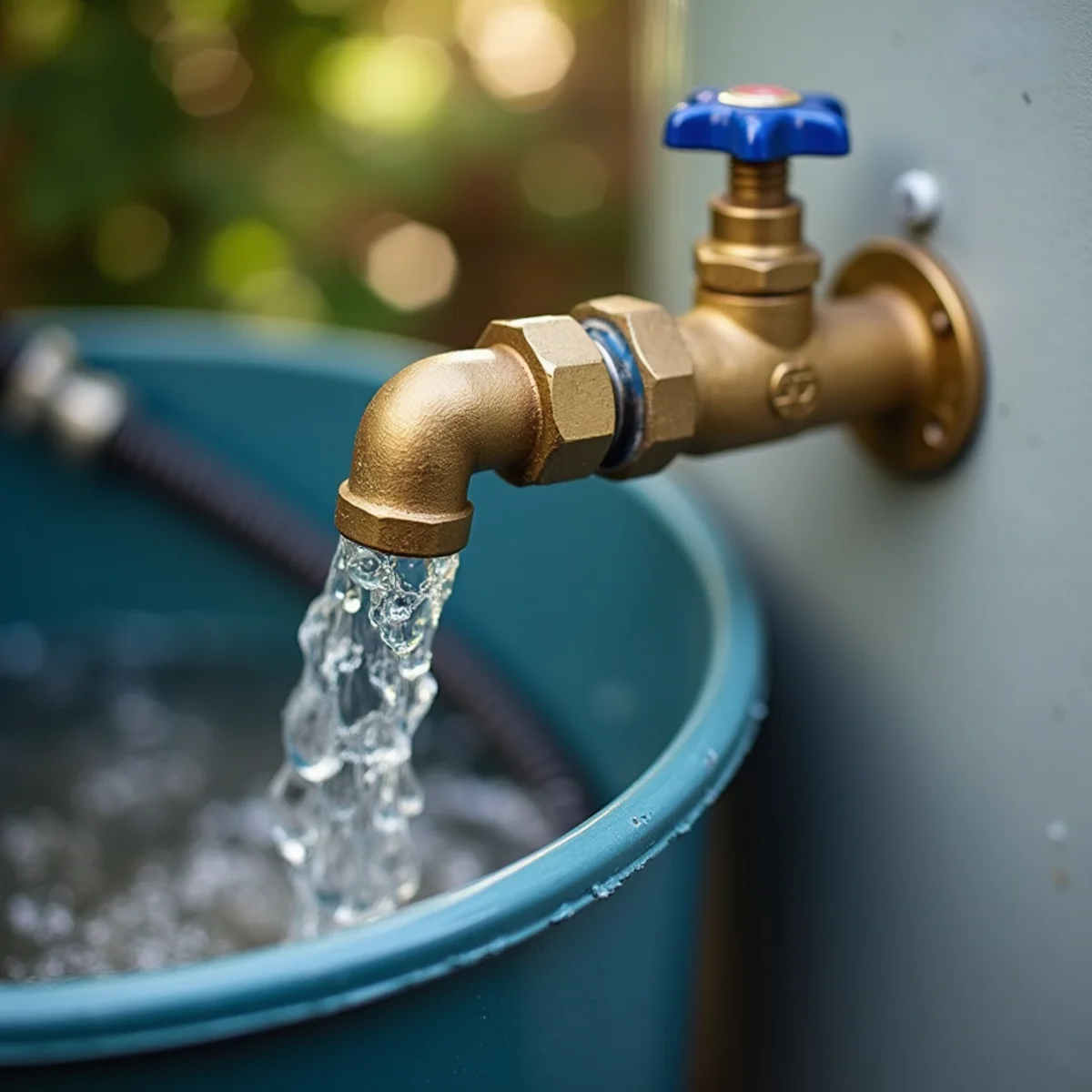 Plumber connecting garden hose to brass drain valve for water heater flush