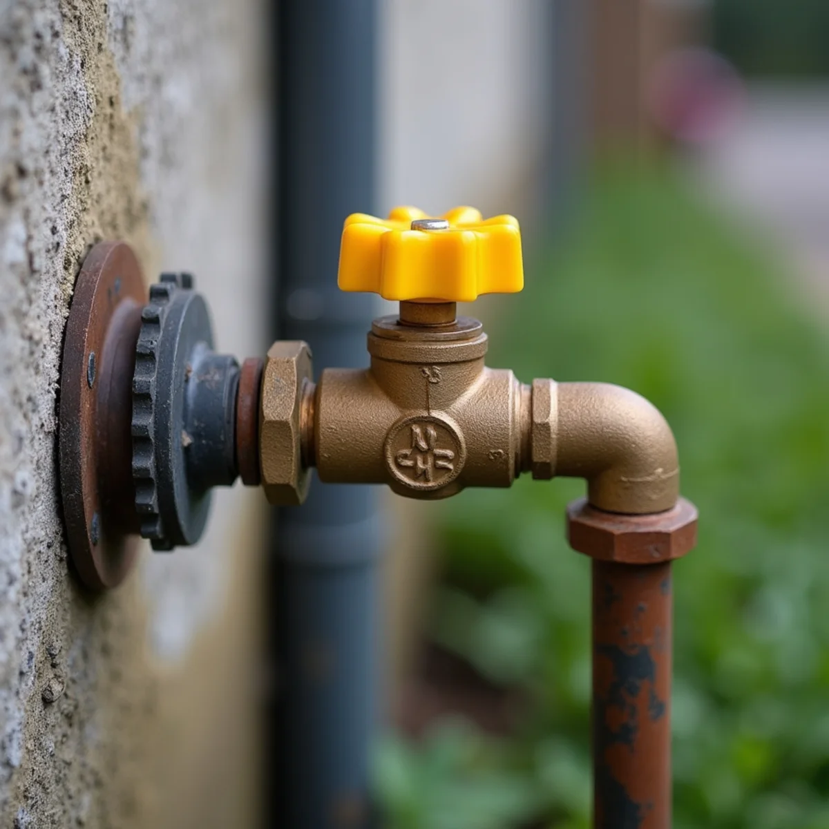Homeowner demonstrating quarter turn ball valve operation on main water line in basement