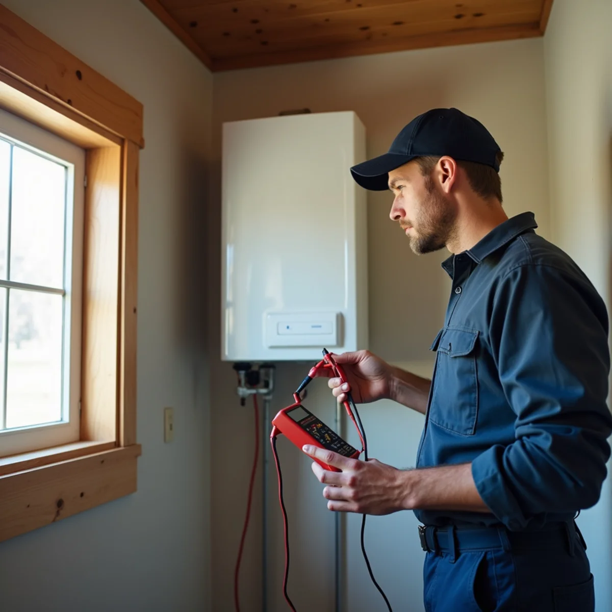 High efficiency condensing tankless water heater installed in Colorado mechanical room