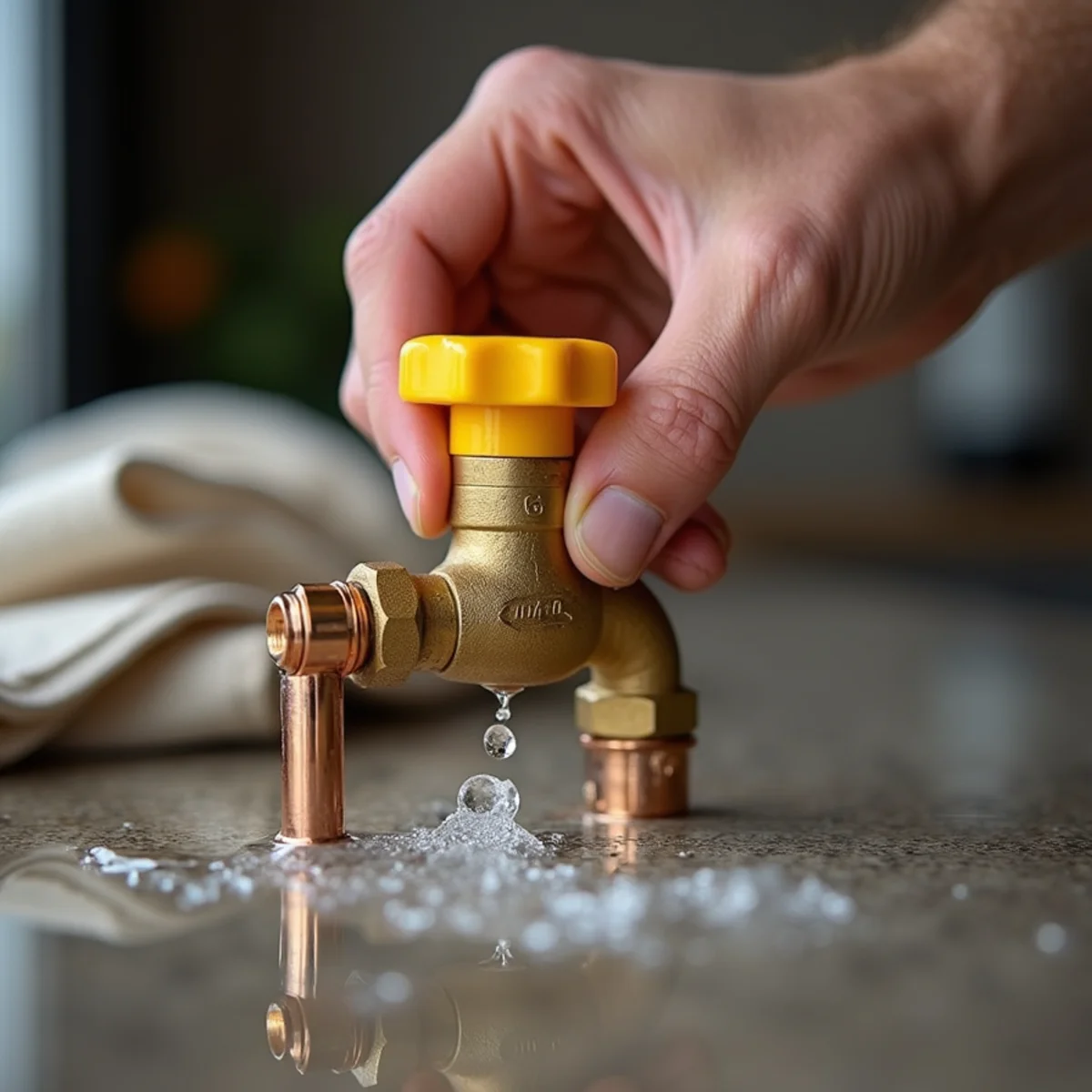Hand turning emergency brass ball valve main water shutoff
